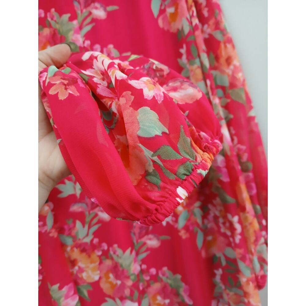 H by Halston pink floral long-sleeve shift dress. 3x - Picture 9 of 12